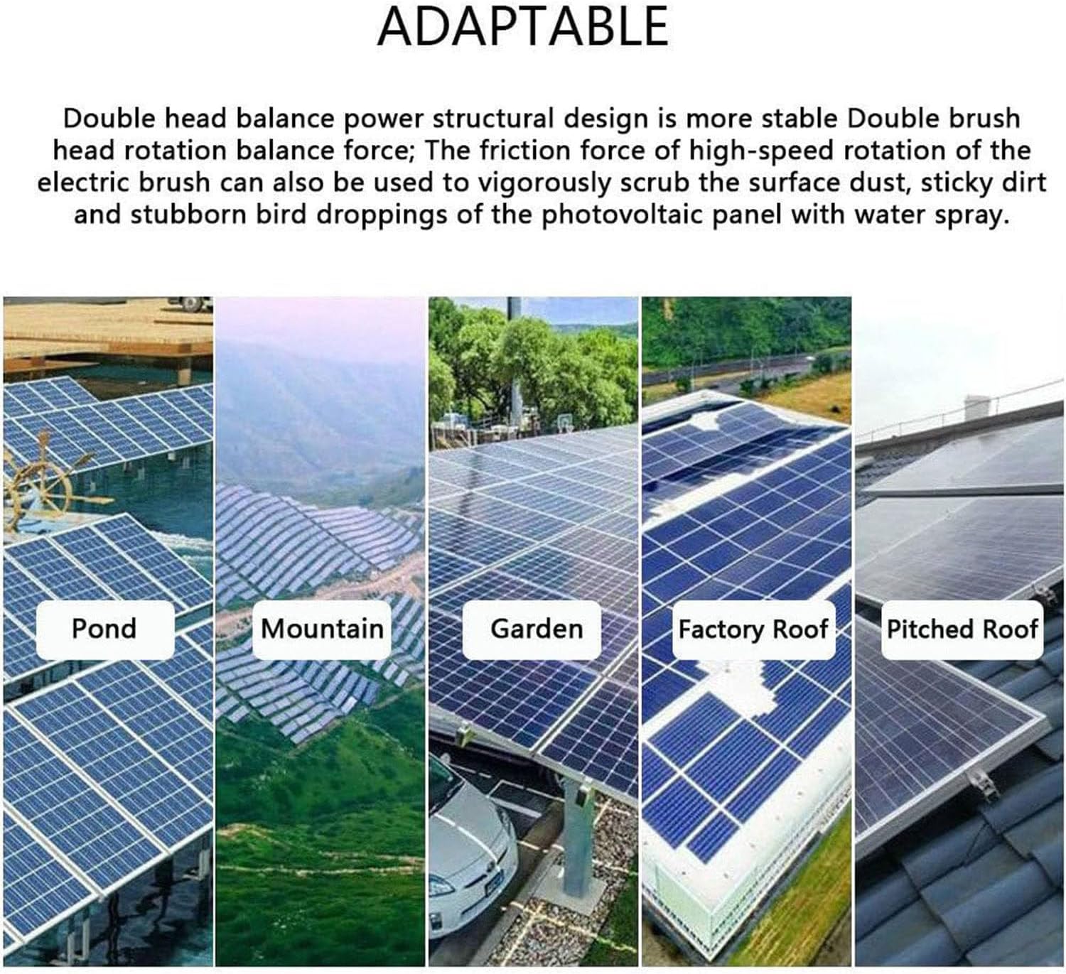 Electric Photovoltaic Panel Cleaners Outdoor Cleaning Tool, Solar Panel Electric Cleaning Brush Adjustable Extension Handle for Window Glass, Solar Panel Freebattery-3.5M