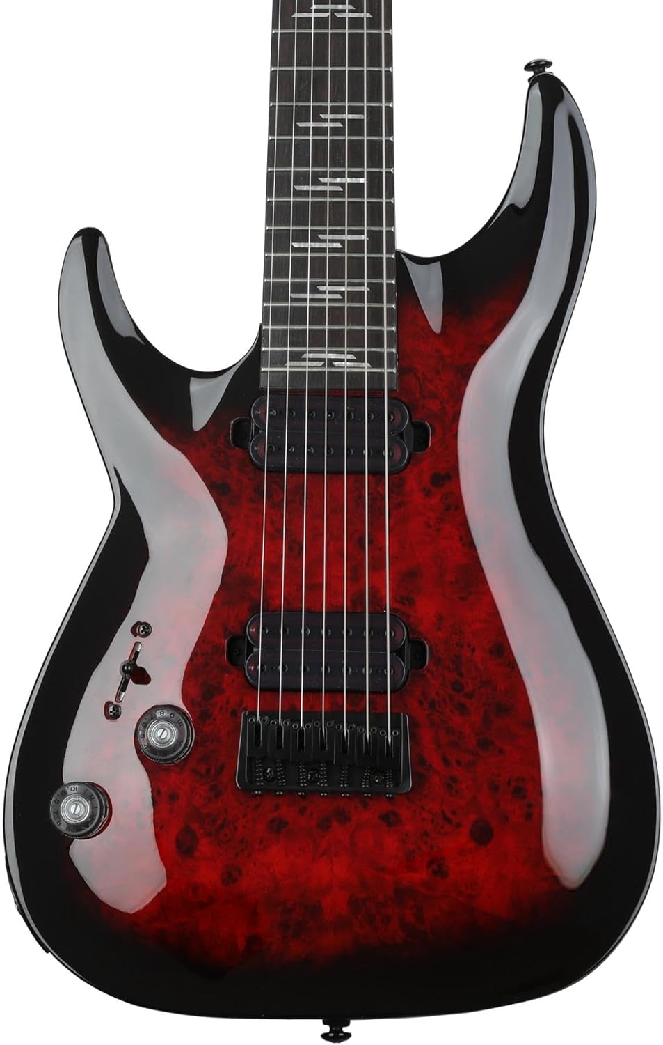 Schecter Omen Elite-7 Left-handed Electric Guitar - Black Cherry Burst