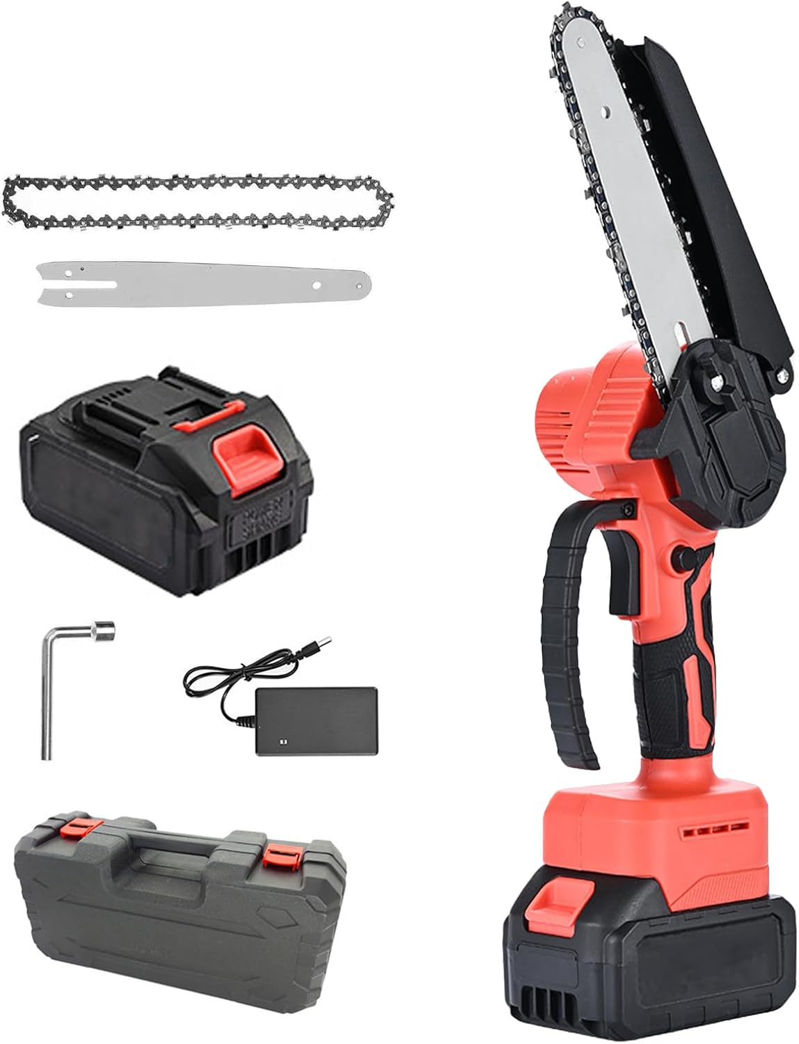 Chainsaw Cordless 6 Inch Small Handheld Electric Chain Saw Battery Powered for Pruning Trees Cutting Wood Garden