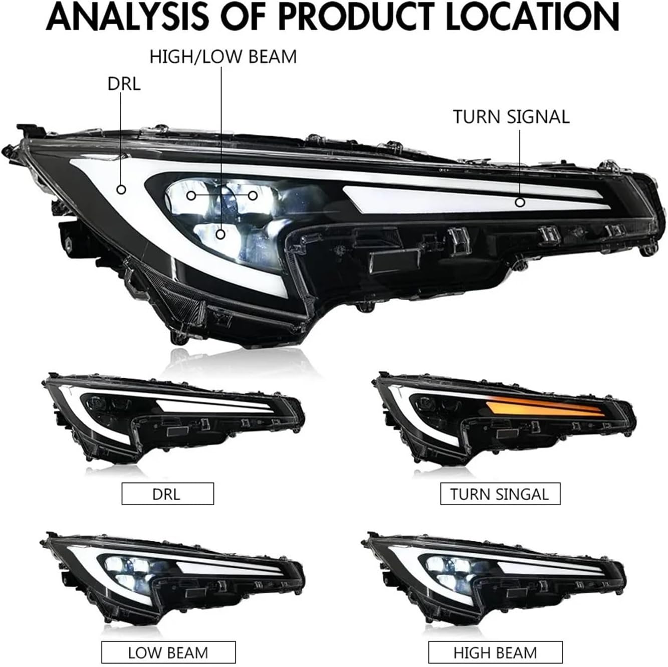 2PCS LED Projector Headlights Assembly Compatible For Toyota Corolla 2020-2026 Front Head Lamps Assembly Headlamp Accessories