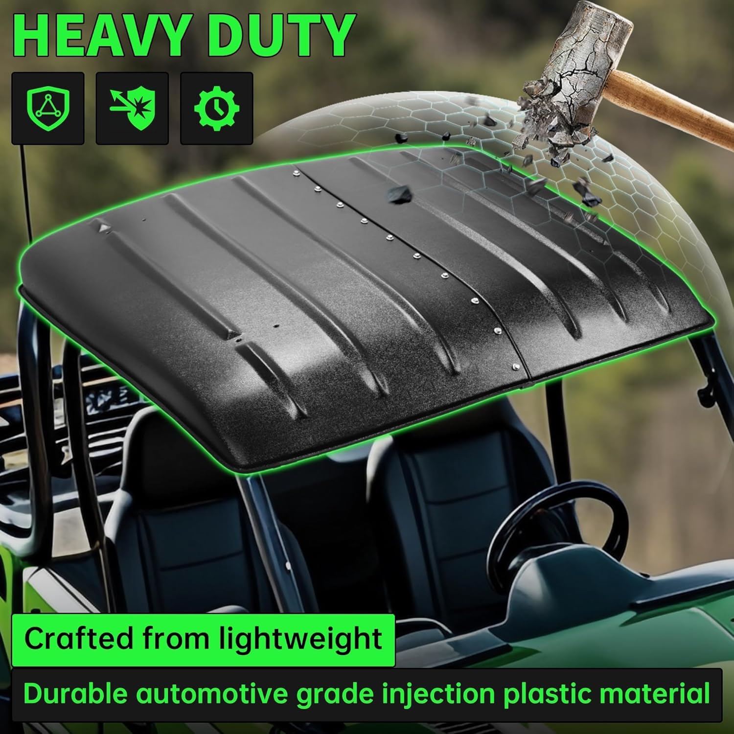 HECASA Hard Roof Top Compatible with 2005-2024 Kawasaki Mule 600 610 SX 4X4 Top Roof Replace for KAF600-005B Black UTV Accessories