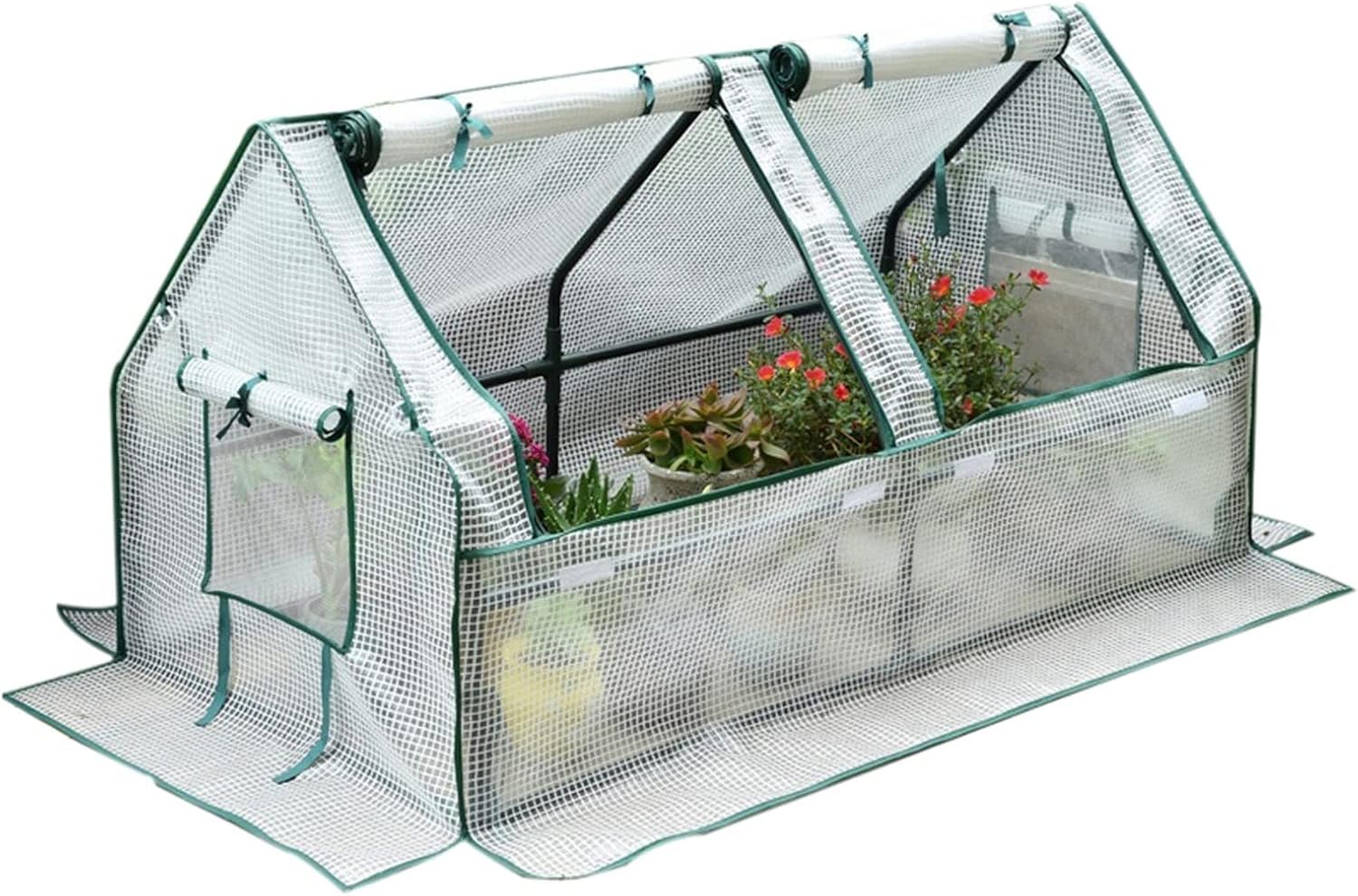 Garden Greenhouse for Outdoor Use,with Thickened PE Cover,Roll-Up Zipper Door and 2 Vent Window, for Patio, Backyard, Plant Care,Lightweight and Portable ( Color : Steeple )