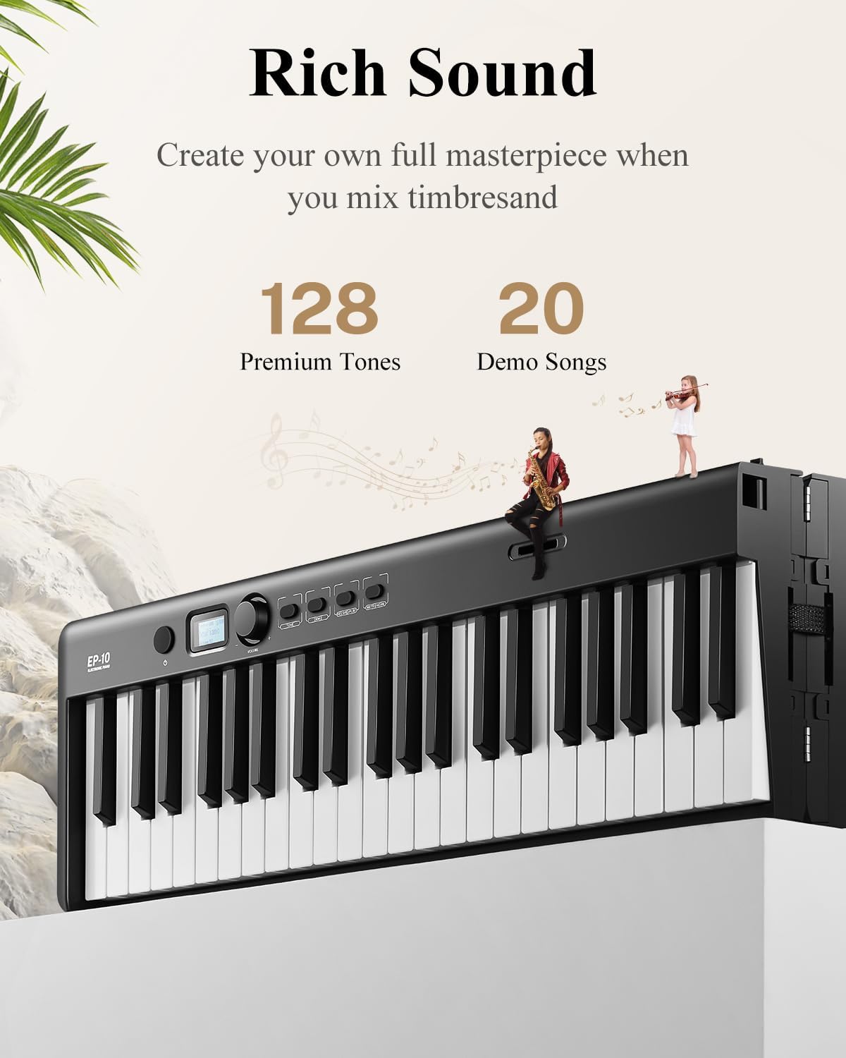 Eastar EP-10 Beginner Foldable Digital Piano 88 Key Full Size Semi Weighted Keyboard, Bluetooth Portable Electric Piano with Piano Bag