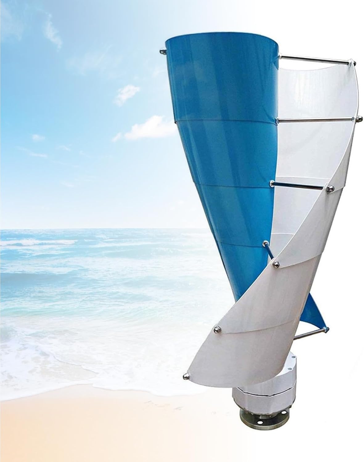 Vertical Wind Turbine, Small Magnetic levitation Windmill Generator, Wind Turbine and Pole with Controller, Used for Street Light Monitoring Power Supply Supplement blueandwhite-24V