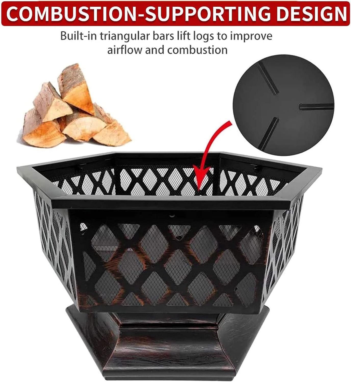 Outdoor 3 in 1 Portable BBQ Fire Pits,24 Inch Wood Burning Firepits with Spark Screen Poker,Portable Fire Pit Use