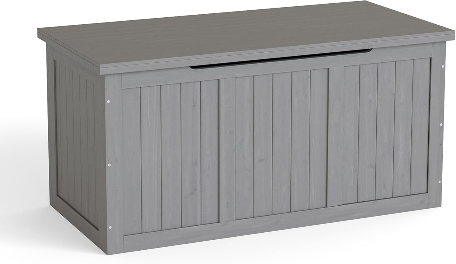67 Gallon Deck Box with Seat & Table Top - Outdoor Wooden Storage Bench, Weather-Resistant Fir Wood for Patio Cushions, Pool Toys, Garden Tools (Grey)