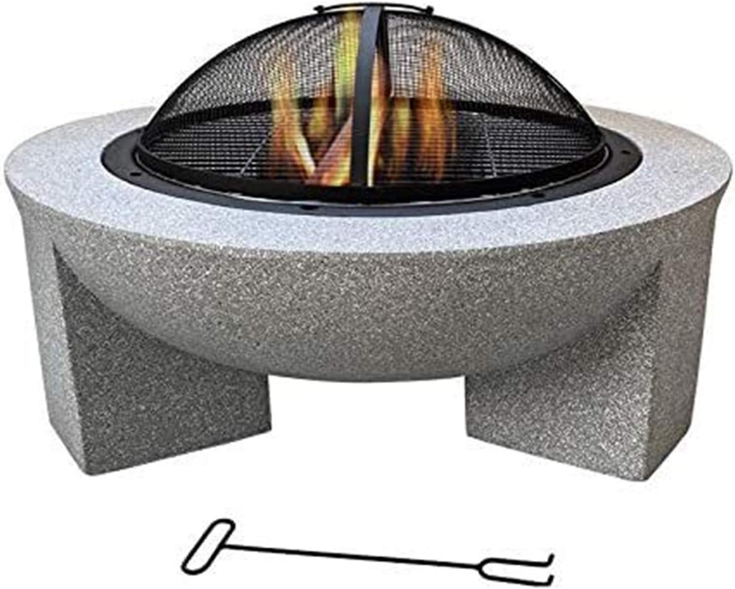 Fire Pits Outdoor Wood Burning Multifunctional Garden Terrace Fire Bowl Heater, Wood Burning Fire Pit with Barbecue Net, Safety Net Cover with Cover BBQ Cooking for Outside Camping Backyar