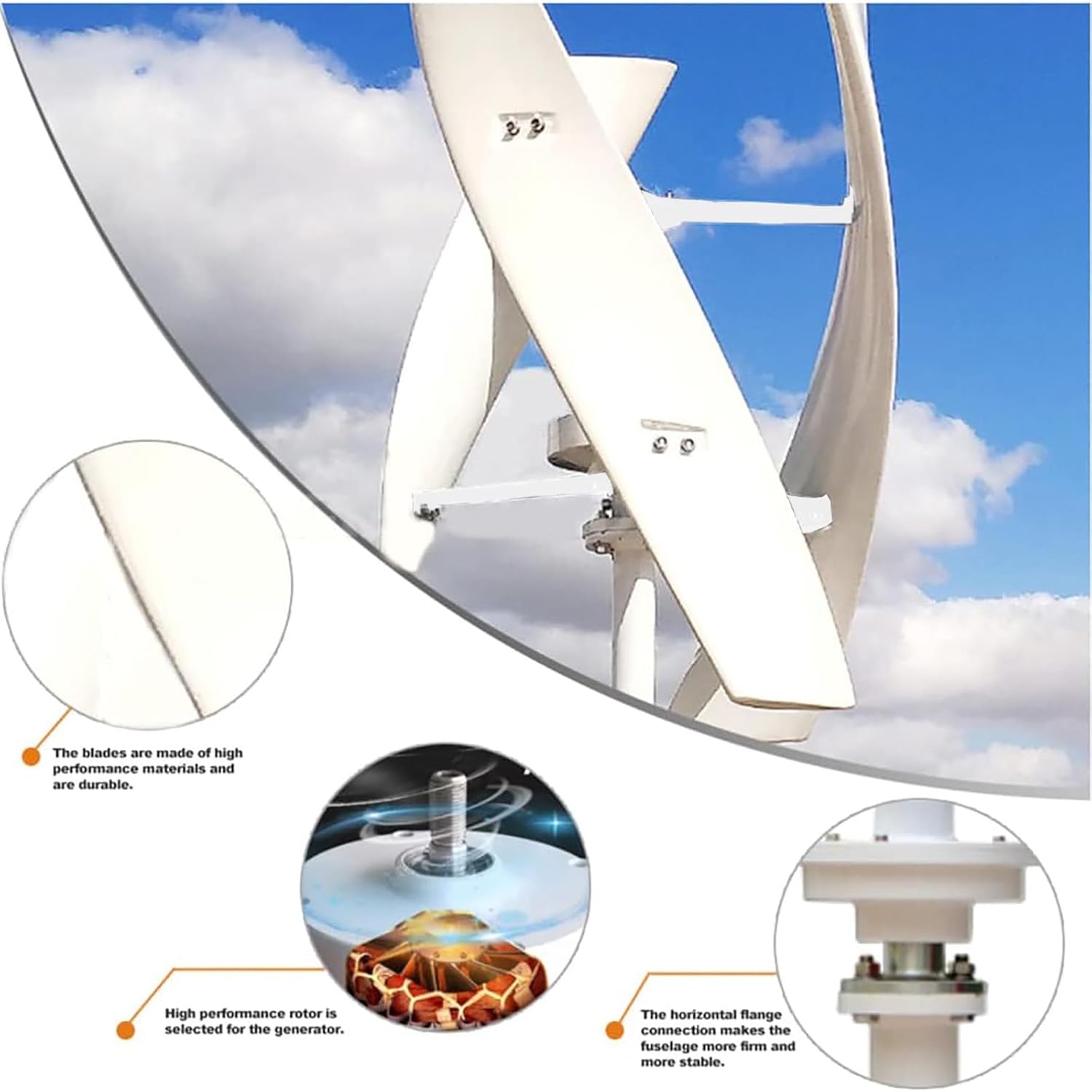 13000 W Low Speed Vertical Wind Power Turbine Generator, 12V 24V Space Saving Windmill Generator Suit for Home/RV/Marine Wind Turbine Generator Kit,24V