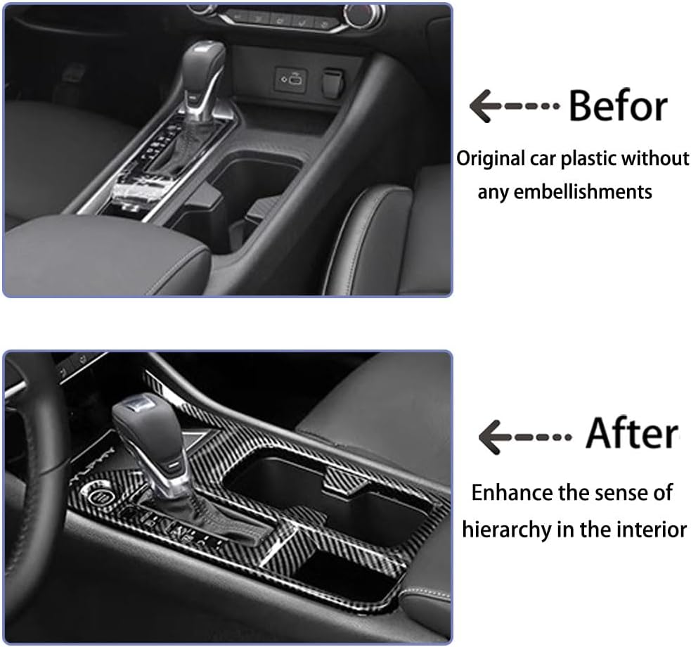 Car Accessories Fit for Nissan Sylphy Sentra 2020-2022 ABS Interior Console Gearbox Water Cup Cover Trim 1PC Set (Carbon Fiber)