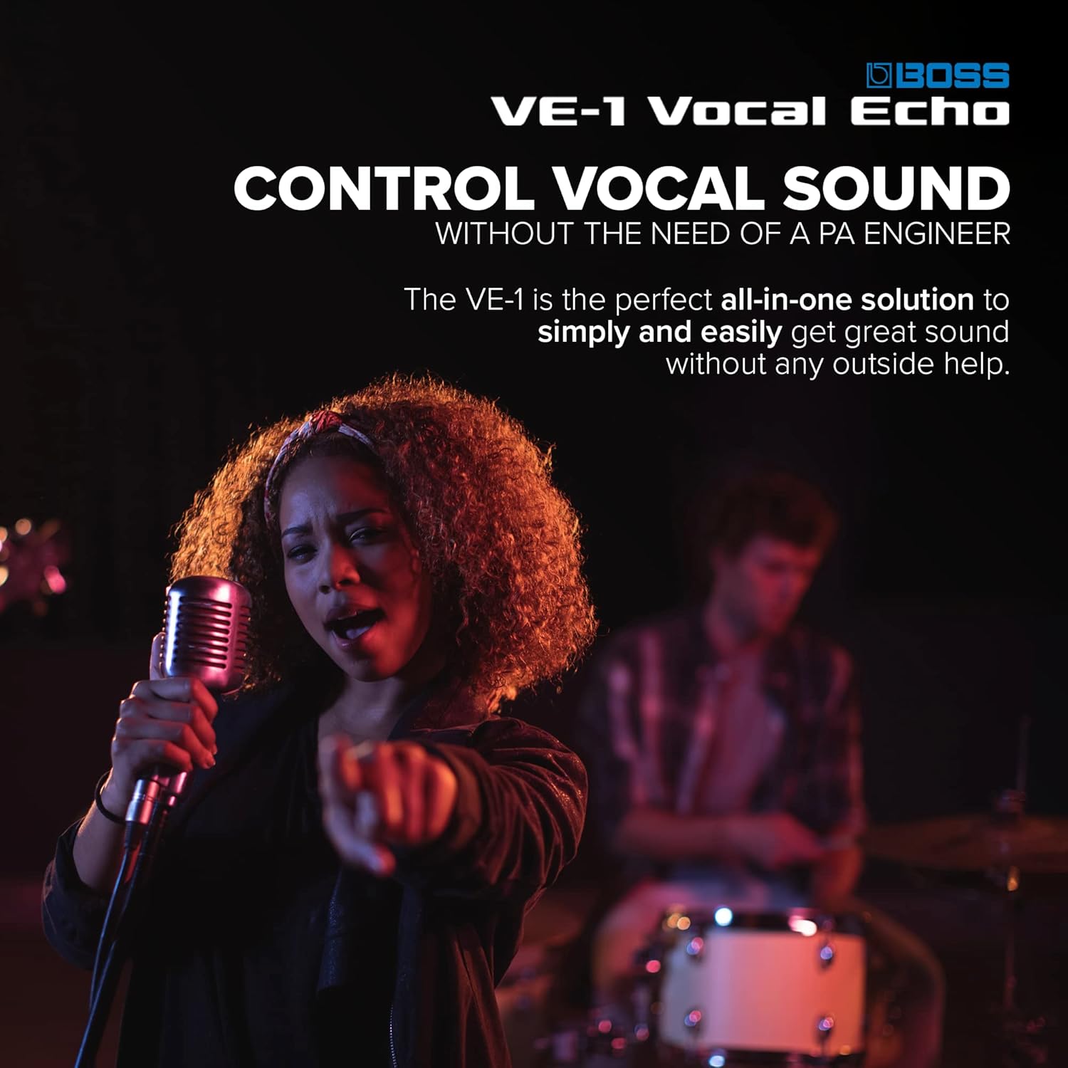BOSS VE-1 Vocal Echo for Singers and Vocalists | Control Your Vocal Sound in Real-Time | Add Natural Ambience or Deep Reverb to your Voice | Seven Types of Adjustable Effects | Built-In Memory