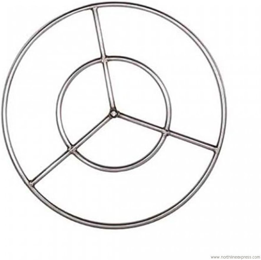 19” Diameter Stainless Steel Fire Ring - Convert Wood Flame Pit to Gas, Elegant Glass Display - 1/2