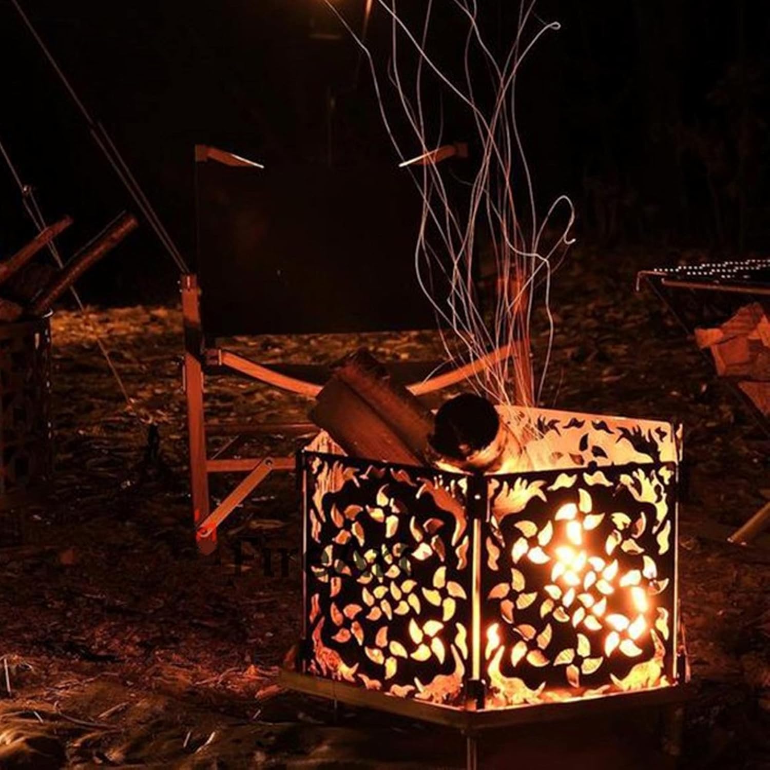 Outdoor Fire Pits, Wood/Charcoal Burning Firepit Bowls, Bonfire Atmosphere Heating Lamp, Barbecue BBQ Grill Stove for Patio Backyard Garden Camping