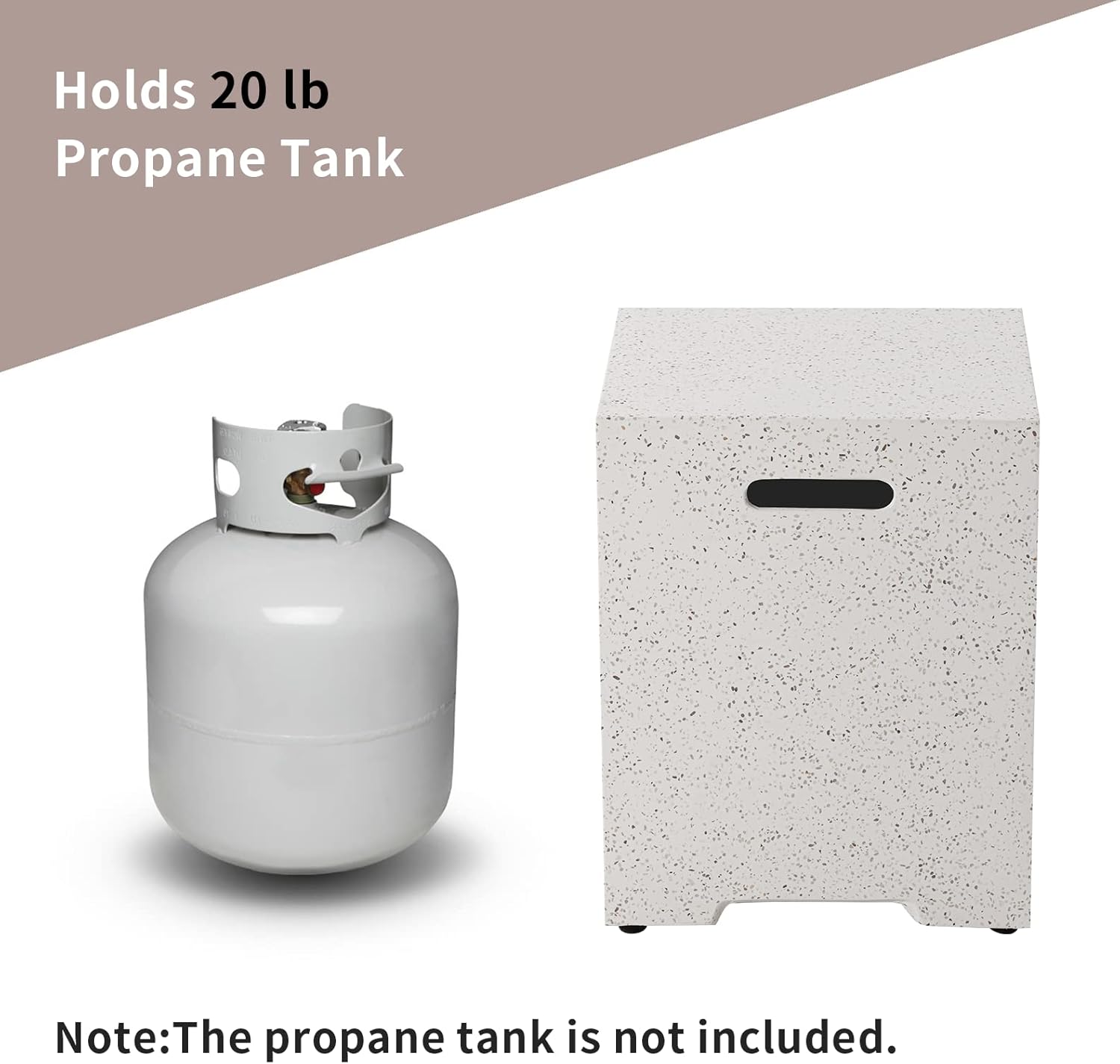 COSIEST Outdoor Terrazzo Hideaway Tank Table for Gas Fire Pits, Hides Standard 20lb 16-inch Propane Tank Cover w Side Handles