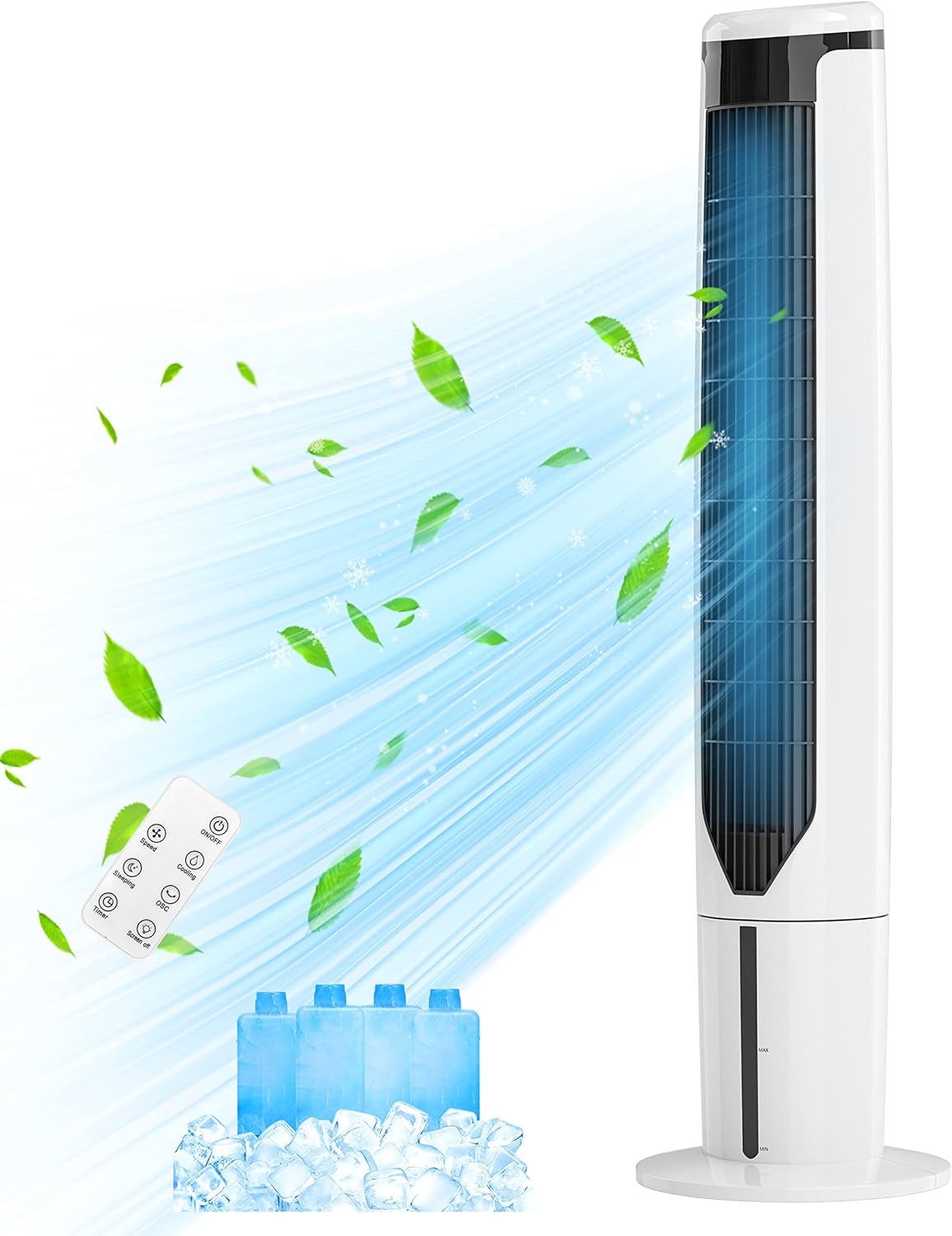 ARLIME 3-IN-1 Evaporative Air Cooler, Swamp Cooler Portable Cooling Tower Fan with Remote Control, 70° Oscillation, 7H Timer, 4 Ice Packs, Portable Tower Air Conditioner for Home & Office, 41