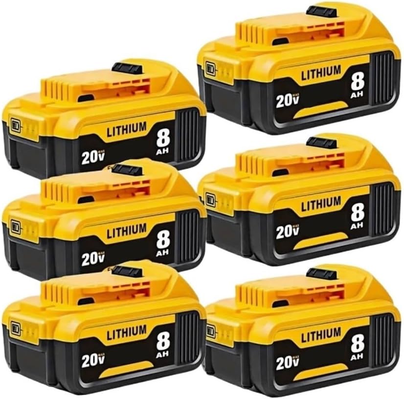 1/2/4/6Pack 20V 8.0Ah Replacement Battery | Compatible with Dewalt DCB200 DCB206 Cordless Tools(6PACK)