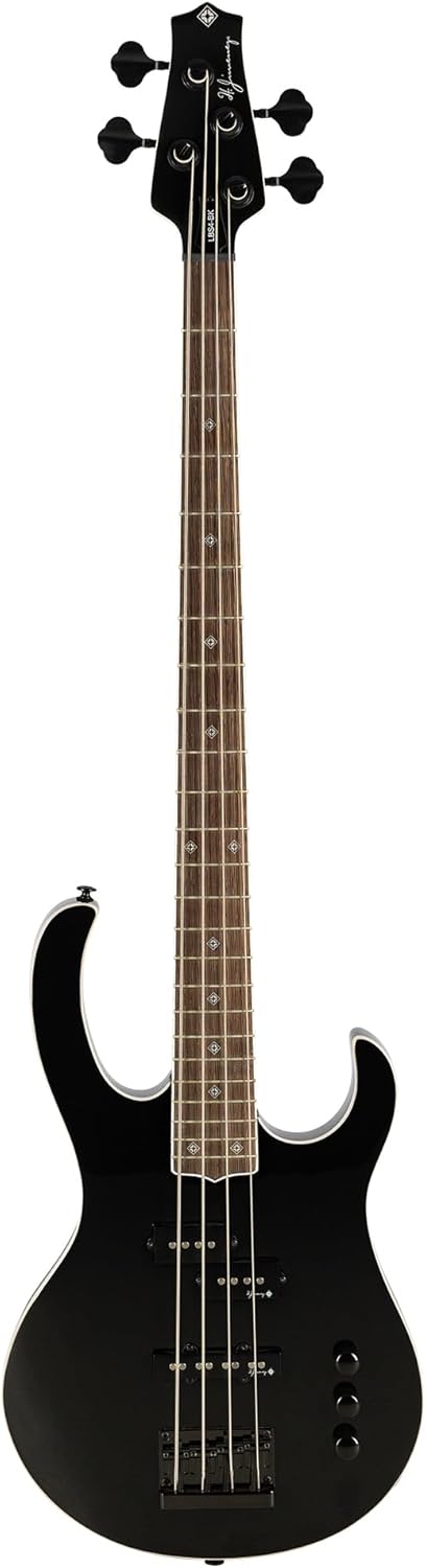 H. Jimenez 4 String Glossy Black Bass Guitar With Deluxe Padded Gig Bag (LBS4-BK)