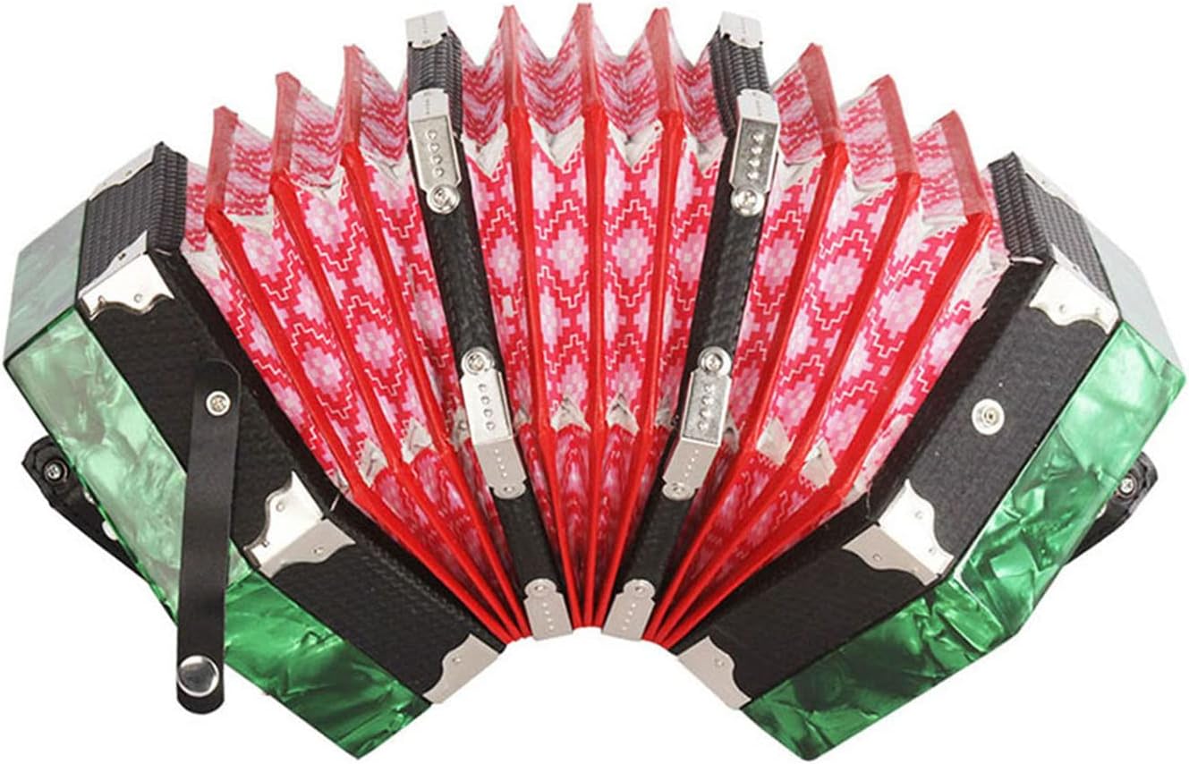 Concertina Accordion Acordeon Acordion Accordion Instrument Anglo-style concertina 20-Button 40-Reed Anglo Style with Carrying Bag Red Pine (Green)