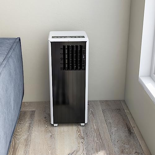 8,000 BTU Portable Air Conditioner for Rooms Up to 350 Sq.Ft - 3-In-1 Quiet Floor Standing AC Unit with Fan/Dehumidifier - Remote & LED Touch Control, Sleep Mode, 24H Timer, Black