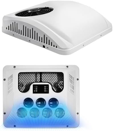 24V DC RV Roof Air Conditioner, 24 Volt Cooling and Heater Systems AC Unit Fits for RVs, Vans, Semi Truck, Cranes,Car Air Conditioner for Room up to 100 Sq. Ft