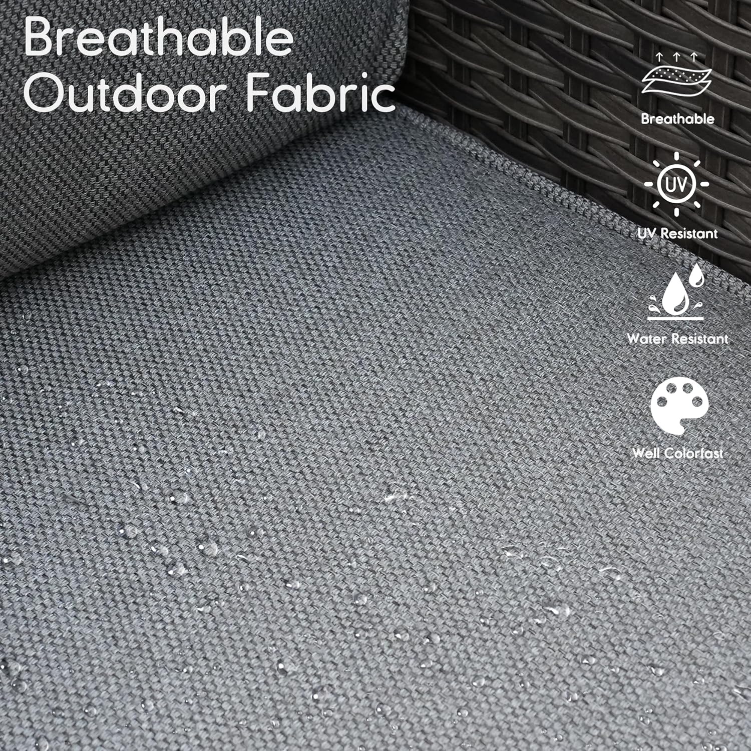 HOOOWOOO Outdoor Patio Furniture Sets 7 Pieces Patio Conversation Sets Weather Resistant Wicker Sofa Seating Set with 42