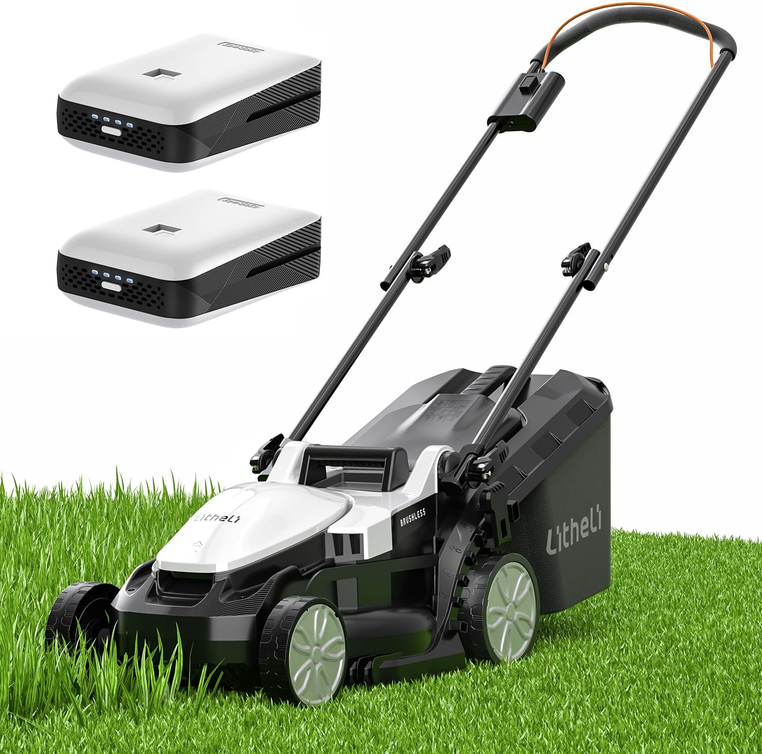 Litheli Lawn Mower Cordless 13 Inch, 5 Heights Adjustment, U20 Series 20V Electric Lawn Mowers for Garden, Yard and Farm, Light-Weight with Brushless Motor, （2 x 4.0Ah Battery Included）