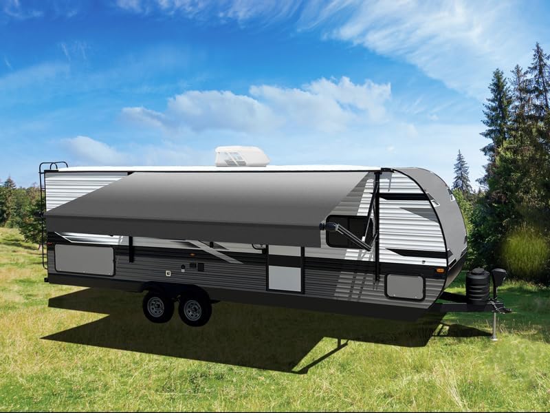 Velarium 19' RV Boxed Vinyl Canopy, Charcoal Fade – Heavy-Duty 13.5oz 3-Ply Material, Cold & Crack-Resistant RV Awning, All-Purpose Outdoor Canopy for RVs, Trailers, Motorhomes (Fabric Size 18' 2
