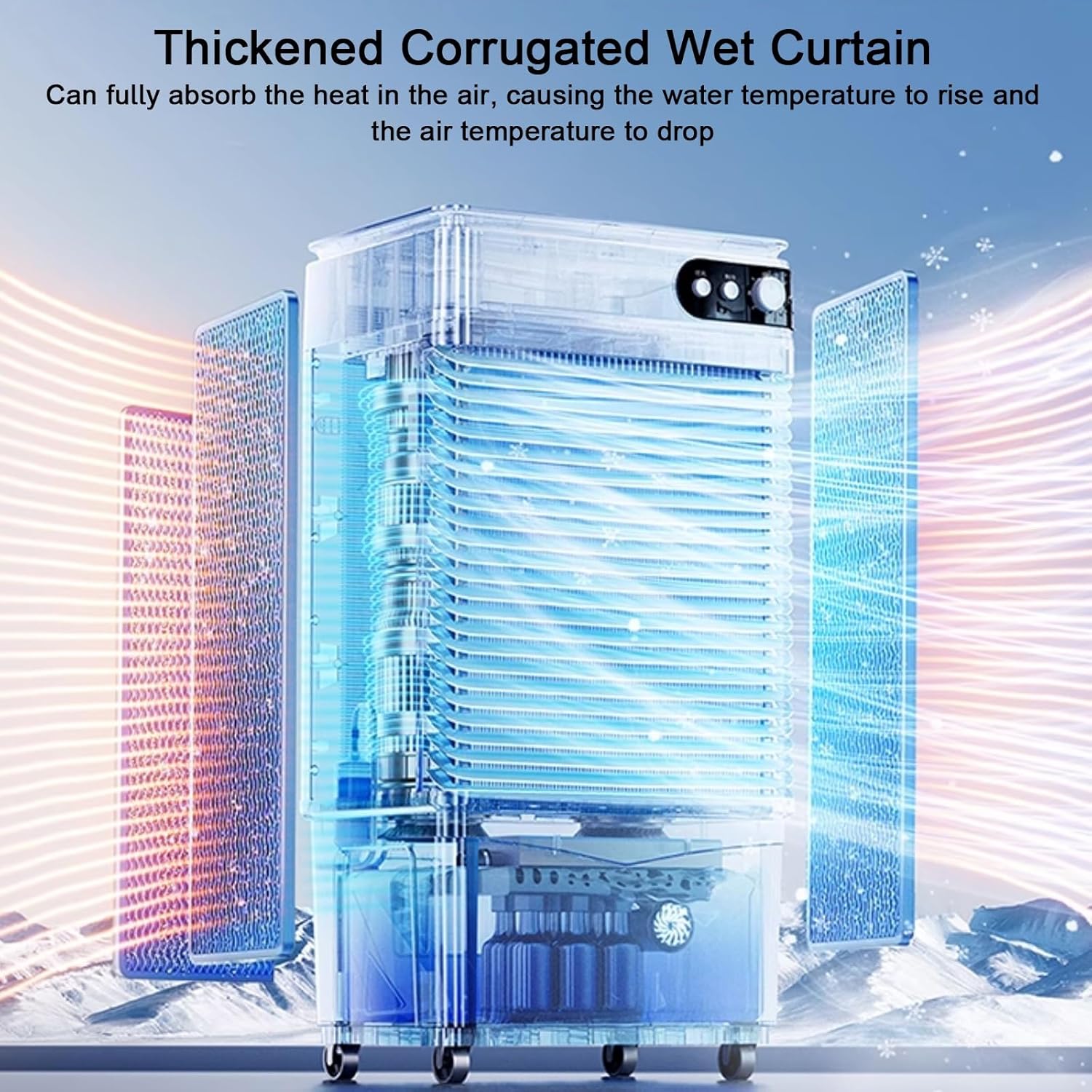 Portable Air Conditioners, Room Cooling 4-in-1, 120° Air Supply, Large Capacity Water Tank, Whole House Cooling, Quiet Operation, for Home, Office(80x42x35cm/31x17x14in)