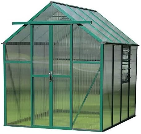 Element Greenhouse Premium Kit - 6x8 , Small Walk-in , Suitable for Backyard , Outdoor , Garden , Hobby , Polycarbonate , Heavy Duty Aluminum , Roof Vent (6' X 8' Premium)