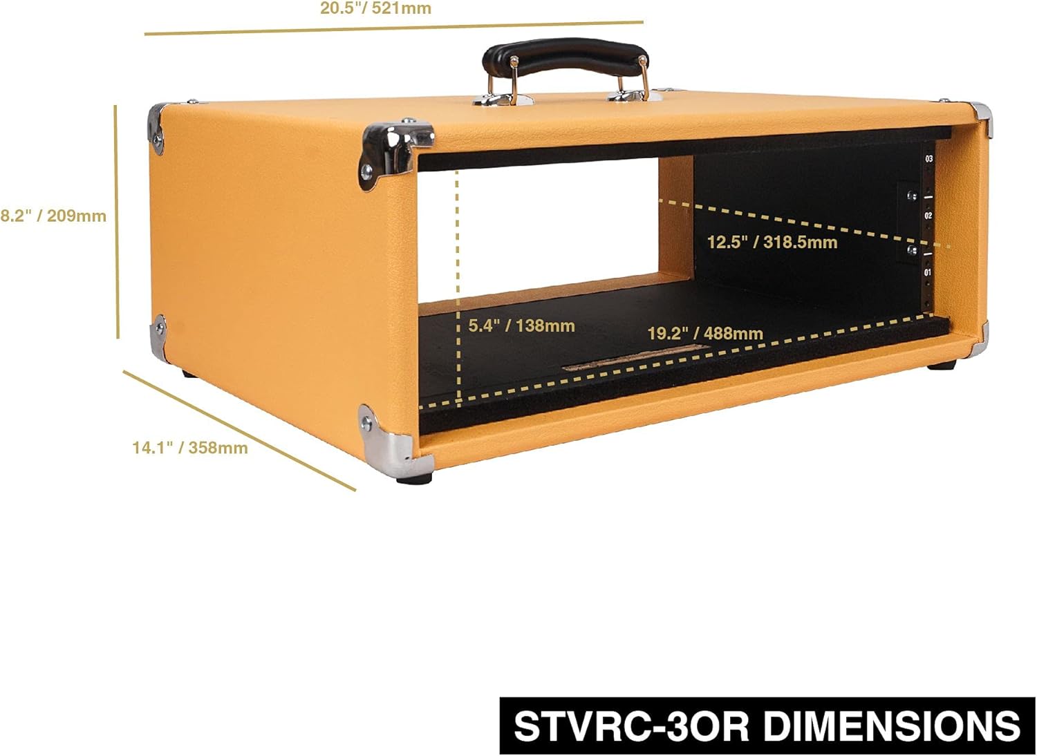 Sound Town Vintage 3U Amp Rack Case, 12.5