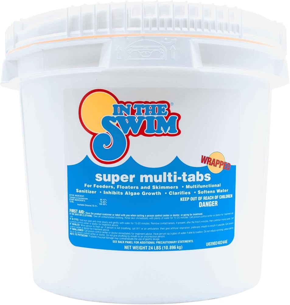 In The Swim 3 inch 5-in-1 Super Multi-Tabs – Swimming Pool Sanitizer – Chlorine - Algaecide - Stabilizer - Clarifier - 24 Pounds