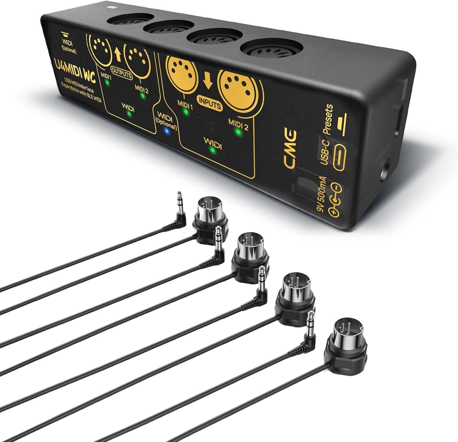 CME U4MIDI WC + 4-Pack 3-FT TRS MIDI Cables - Hybrid MIDI Interface with Router, Mapper & Filter + 4-Pack 3-FT TRS 3.5 (1/8