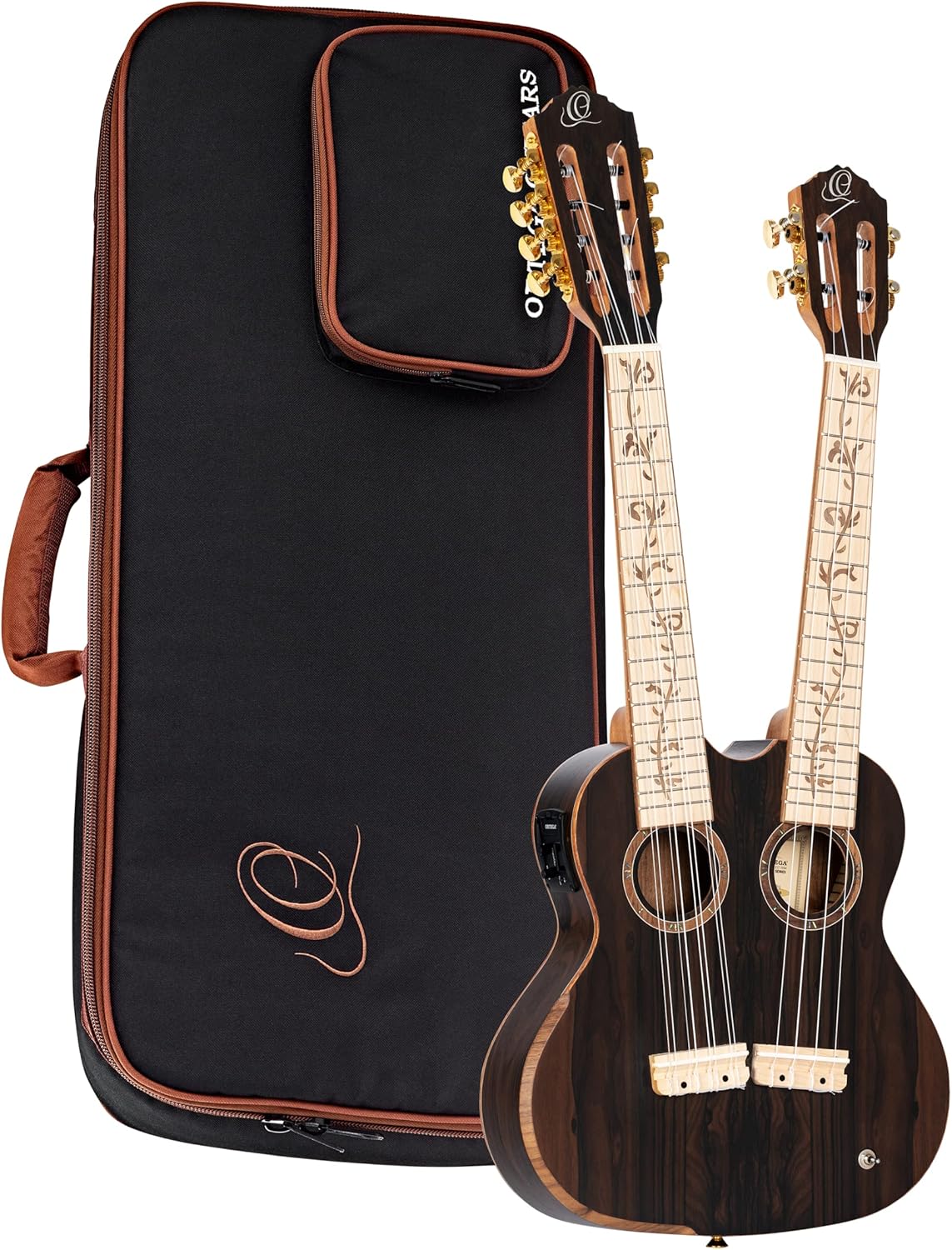 Custom Built Series Double Neck 4 & 8 String Tenor Acoustic-Electric Ukulele w/Bag