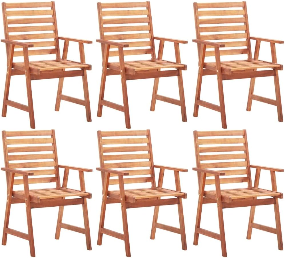 Patio Dining Chairs 6 pcs Solid Acacia Wood,Sturdy Acacia Wood Dining Chairs with, Design for Outdoor Garden, Terrace, and Patio Outdoor Furniture, Outdoor Chairs
