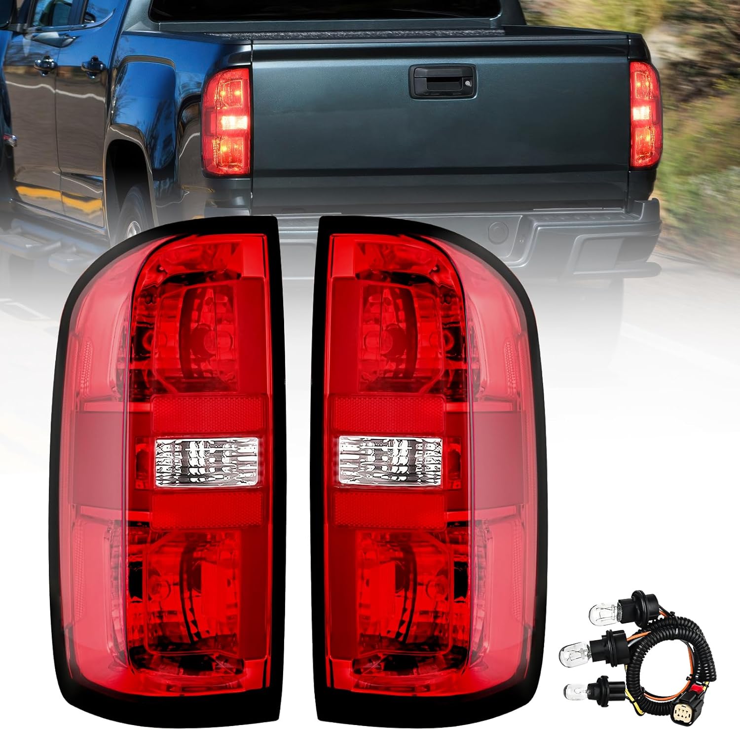 Nilight Taillight Assembly Compatible with 2015 2016 2017 2018 2019 2020 2021 2022 Chevy Colorado Tail Lights Rear Lamp Replacement OE Style Driver and Passenger Side w/Bulbs