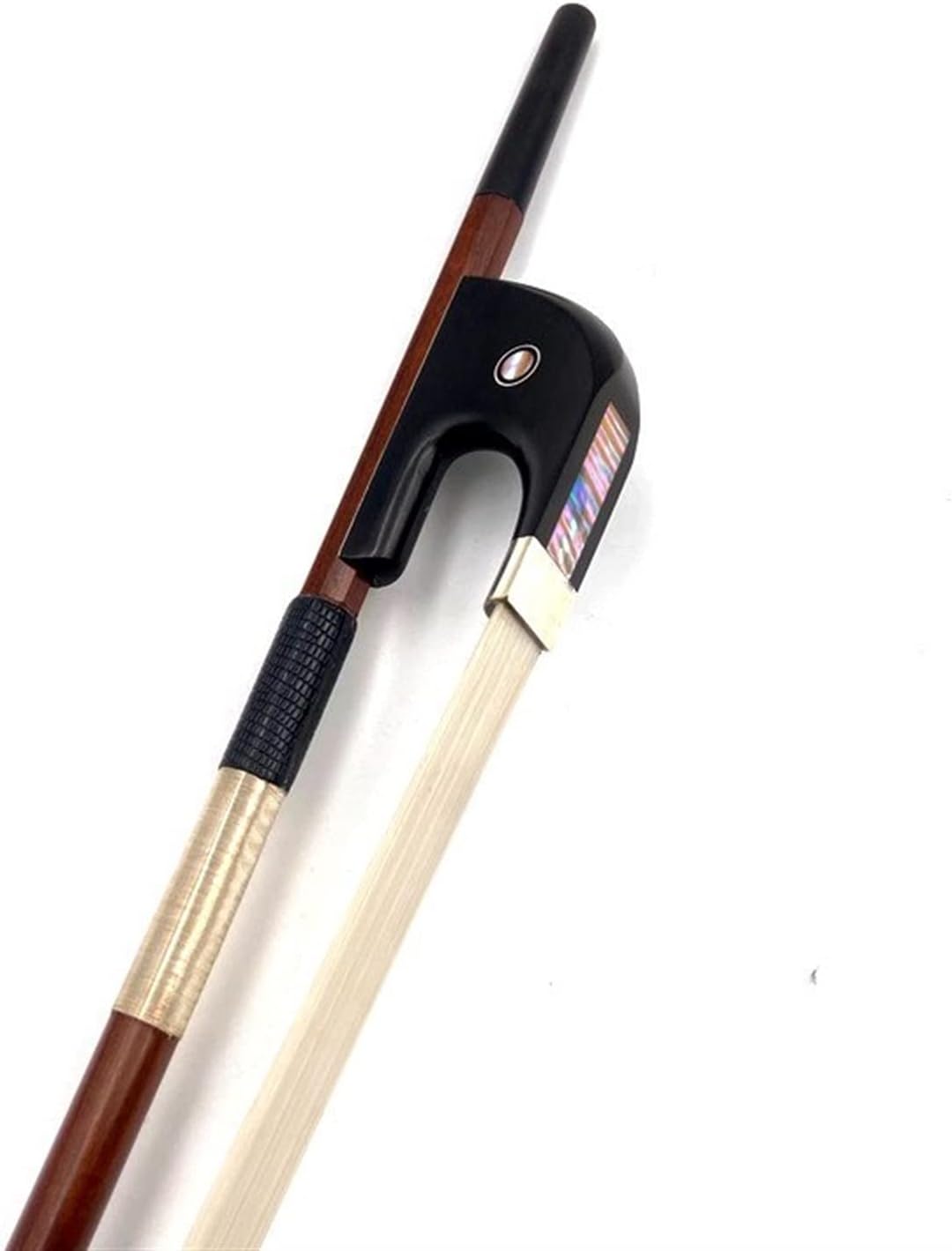 TSTS Pernambuco Carbon Fiber Upright Double Bass Bow 3/4,Silver Mound,White Horsehair Horsetail Full Size Violin Bow