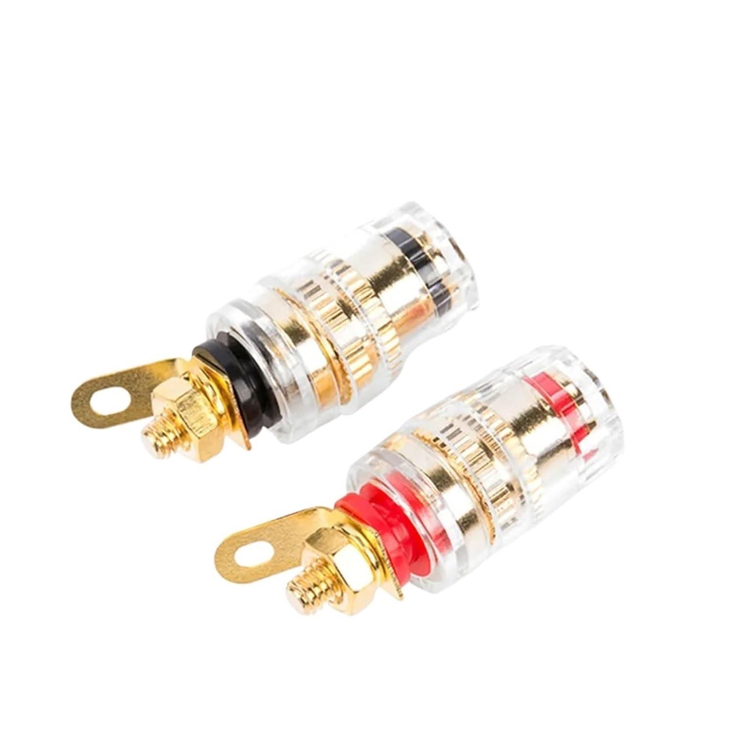 2PCS Audio Connector Terminals Banana Socket 4mm Binding Post Terminal Brass Gold Plated for Speaker Amplifier Acoustic(20PCS,Red-01)