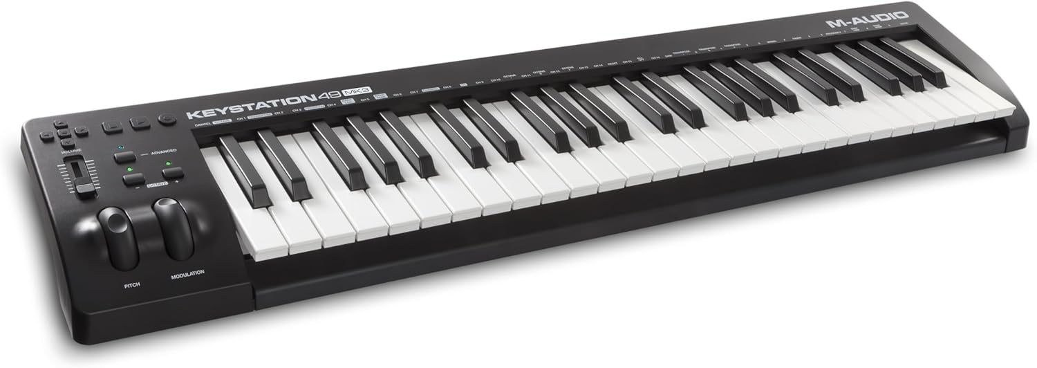 M-AUDIO Keystation 49 MK3 - Synth Action 49 Key USB MIDI Keyboard Controller with Assignable Controls, Pitch and Mod Wheels, and Software Included