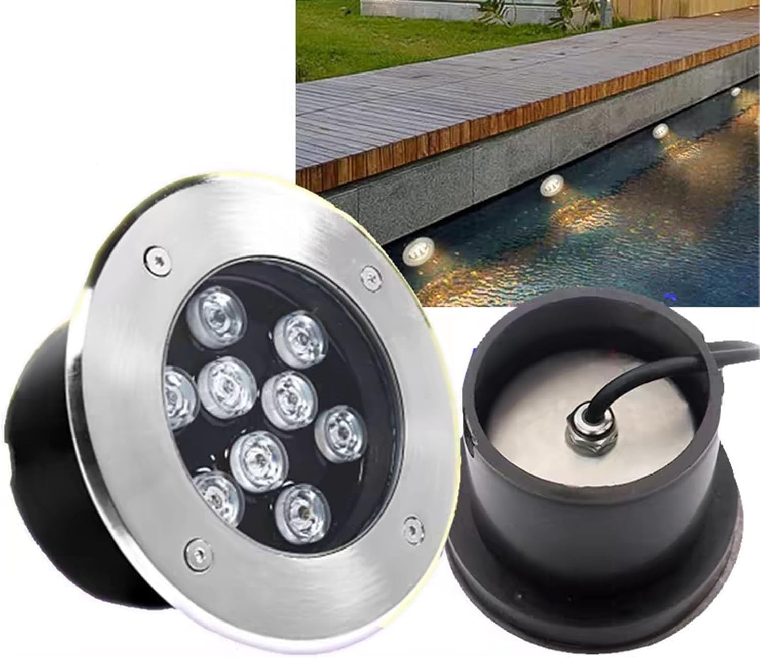 Recessed Underwater Light - Submersible LED Fountain Lamps Pool Lights, IP68 Waterproof Outdoor Pond Light, 24V Stainless Steel Low Voltage Garden Spotlight, Landscape Lighting(RGB,36W)