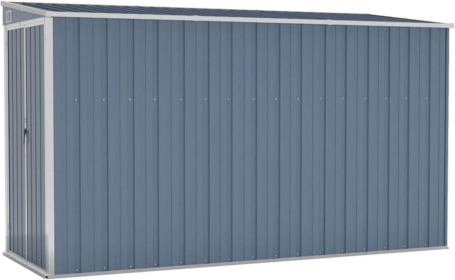 Galvanized Steel Garden Shed, Wall-Mounted Outdoor Storage Shed with Lockable Handle, Large Rectangular Tool Shed for Backyard, Patio, and Lawn