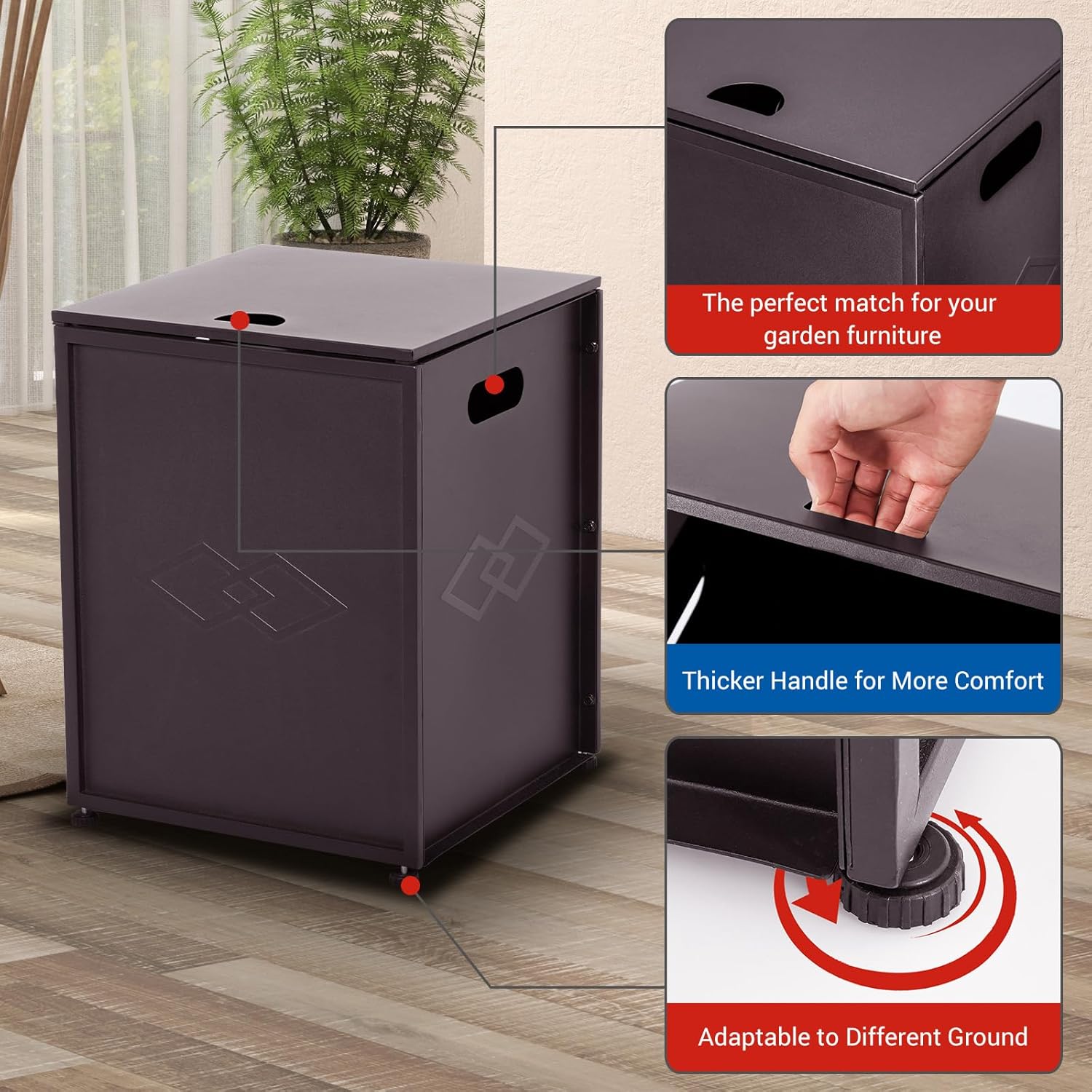 Garvee Propane Tank Cover Table, 20 LB Propane Tank Storage Box, Outdoor Tank Hideway Table for Patio or Garden, for Gas Fire Pits, Brown