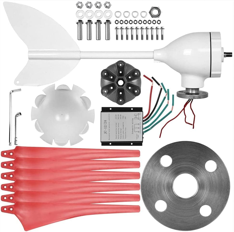 Wind Turbine Generator Kit 400W, Wind Power Generator for Marine RV Home, 6-Blades Windmill Generator for Wind and Hybrid Solar System