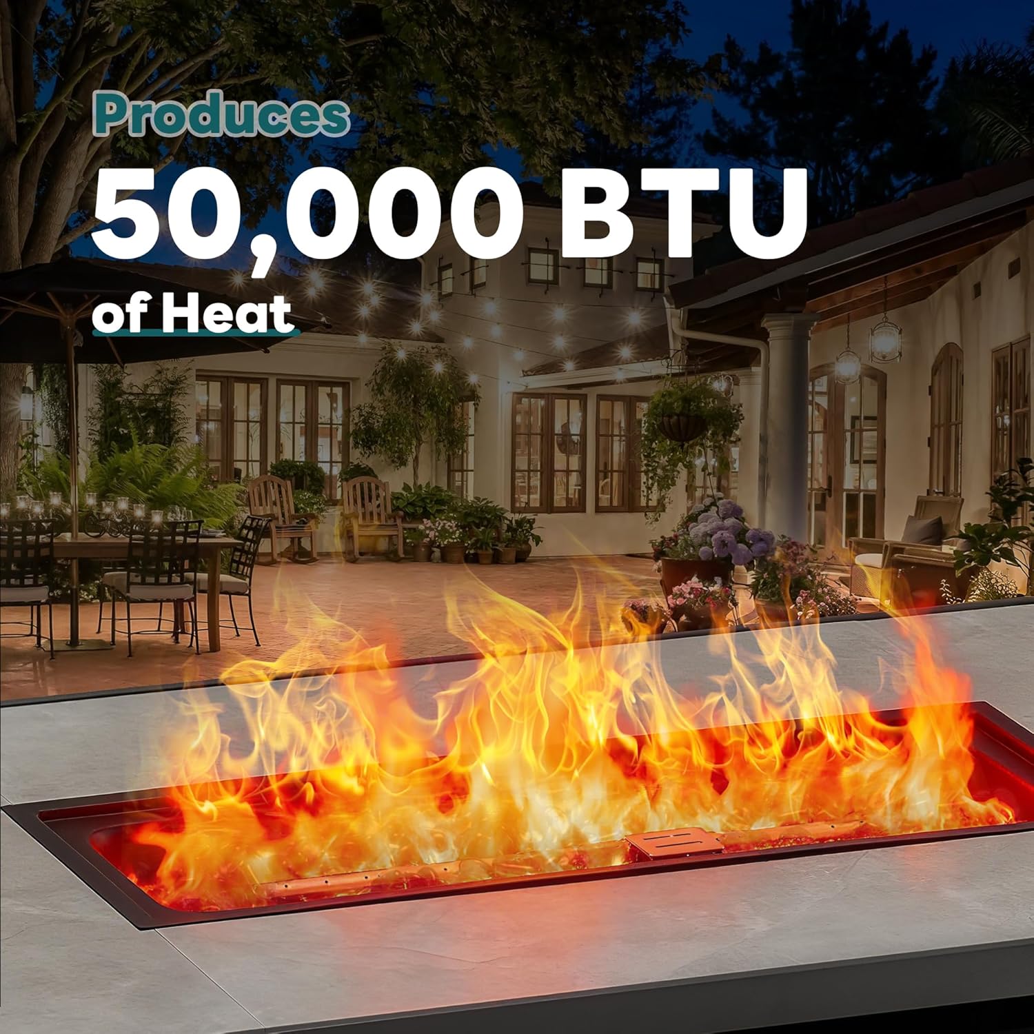 Smug 43 Inch Propane Fire Pit Table, 50,000 BTU Outdoor Gas Fire Pit for Outside Patio Deck Garden Backyard Deck Balcony, CSA Certification
