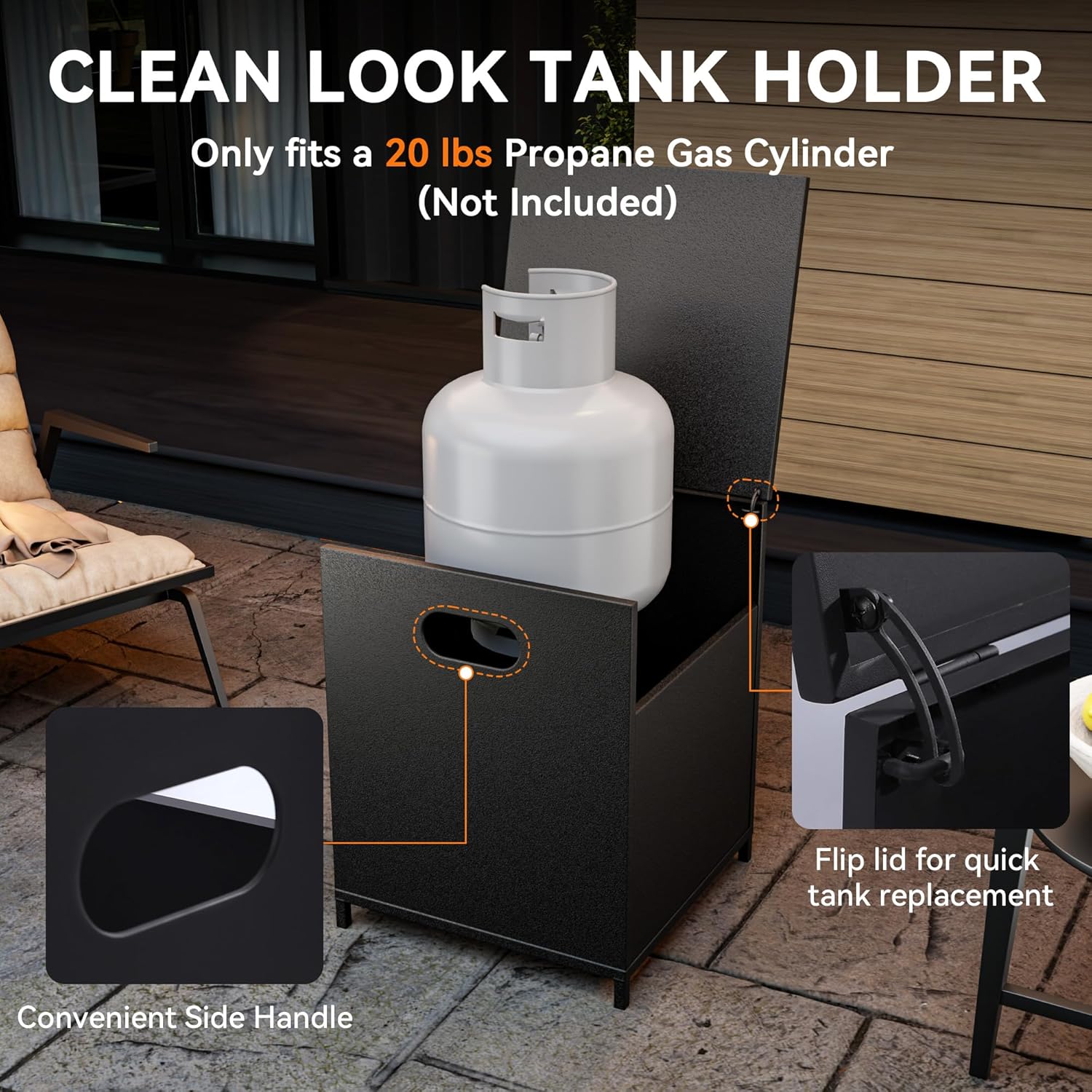 35'' Outdoor Propane Fireplace with Tank Storage, 50,000 BTU Outdoor Gas Fire Pit with CSA Certified, Adjustable Flame, Dust Cover, Smokeless Ceramic Wood for Patio, Garden, Deck, Gray/Tan