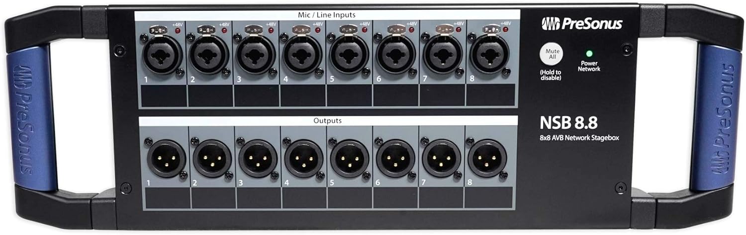 PRESONUS NSB 8.8 8x8 AVB Stagebox w/(8) XMAX Preamps+Snake Cable+(8) Microphones