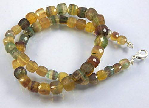 Full strand 19'' 6-10mm Natural Multy Fluorite Faceted 3D Cube Box Briolettes Beads