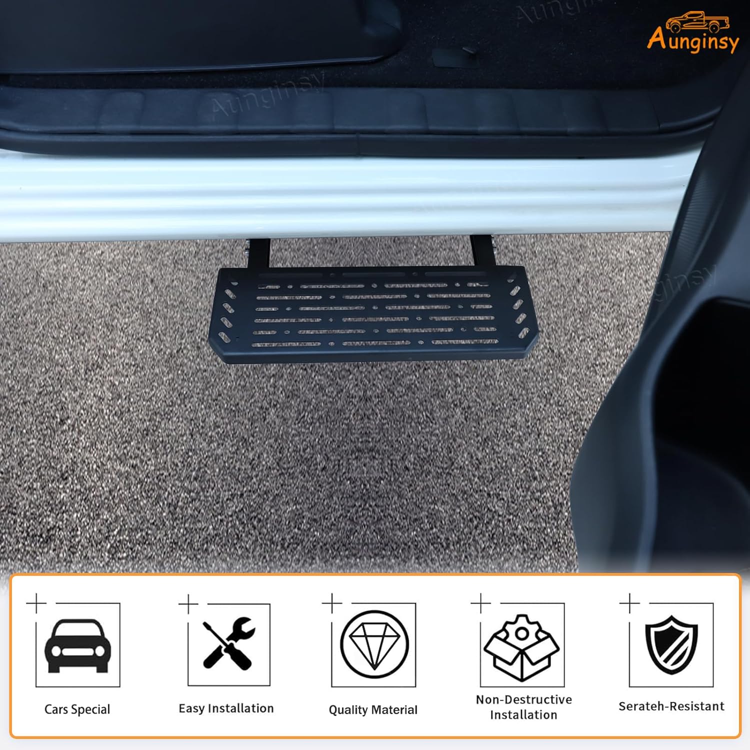 Aunginsy Front Door Running Boards Compatible with Nissan Frontier 2022 2023 2024 King Cab, Car Anti-Slip Side Steps Rails Side Extended Pedal Cover No Drilling Carbon Steel Black Exterior Accessories