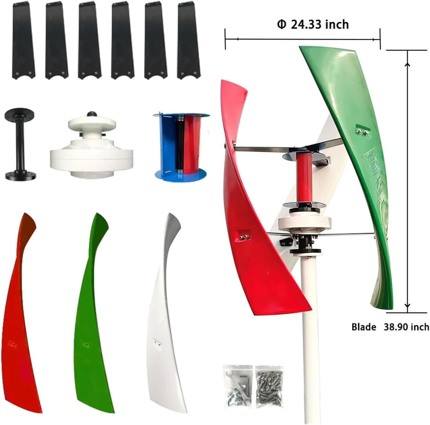 Wind Turbine Energy Sources Electric Power Generator 24V 48V 12V 20KW 3 Blades Permanent Maglev Generator with Mppt Controller Industrial Energy(Type4,24V_15KW)