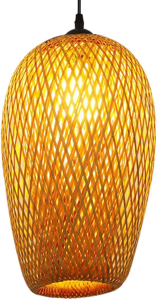 Modern Weave Wicker Hanging Lamp,Natural Woven Light,Rattan Pendant Lamp Shade,1 Light Indoor Lighting Fixture,for Hallway Dining Room (Without Bulb)