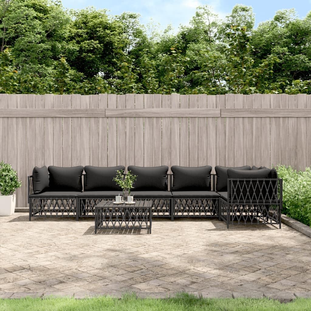 7 Piece Patio Lounge Set with Cushions Anthracite Steel,Comfortable Outdoor Patio Lounge Set with Woven Fabric and PowderCoated Steel Frame Furniture Sets for Patio, Lawn & Garden