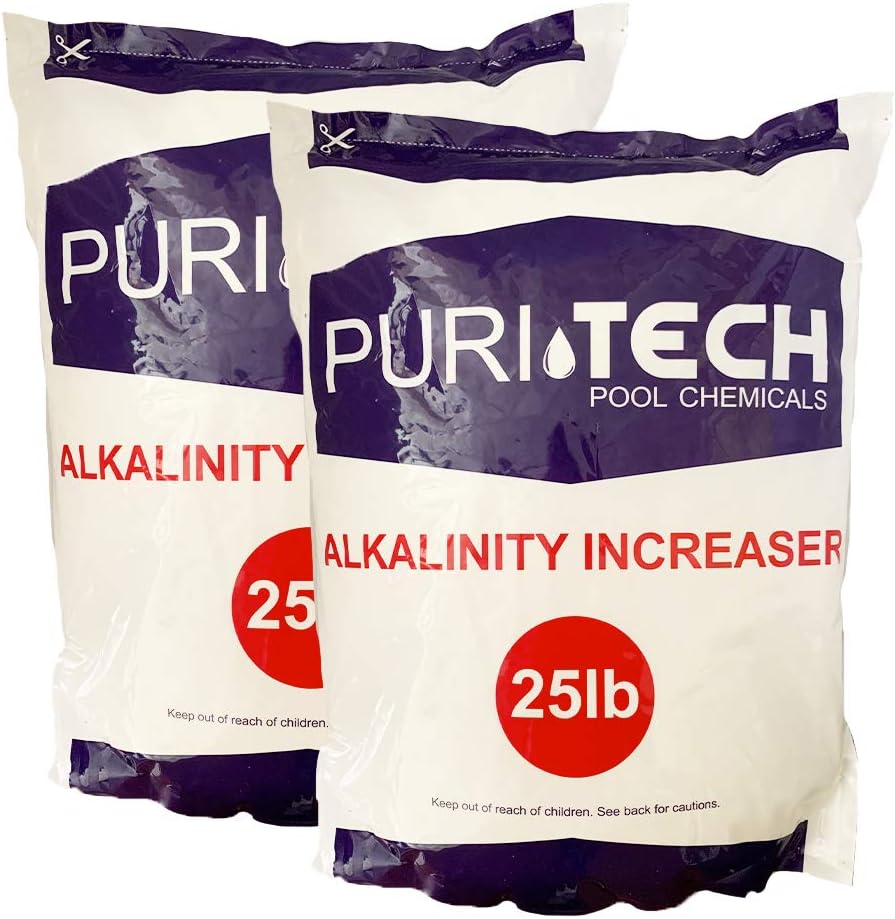 Puri Tech Pool Chemicals 50 lb Total Alkalinity Increaser Plus for Swimming Pools Increases Total Alkalinity Preventing Cloudiness and Scaling